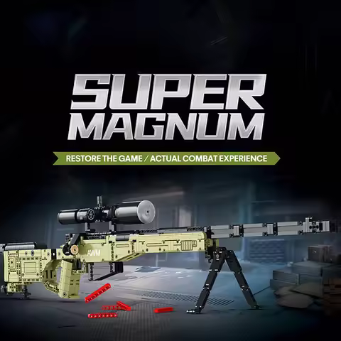 1336pcs AWM Sniper Rifle Super Magnum Creative Building Blocks Technik Military Weapon Bullet Gun Ma