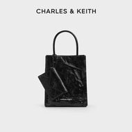 CHARLES and KEITH CK2-30782347 สีทึบจีบแม่เหล็กดูดกระเป๋าสะพาย Tote
