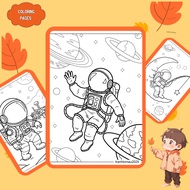 Set of 36 coloring pages, coloring pages for children of astronauts, Astronaut astronauts, A4, A5 re