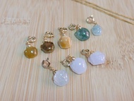 【親翠】天然翡翠 冰色美多寶麵包蟹925銀鍍金鎖骨鏈