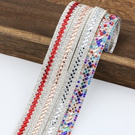 (1 Yard/pack) 1.2cm Wide Glass Rhinestone Back Adhesive Tape Flexible and Easy To Bend Handmade Part