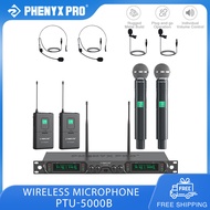 Phenyx Pro PTU-5000B Wireless Microphone System 4-Channel UHF Wireless Mic Set with Handheld/Bodypac