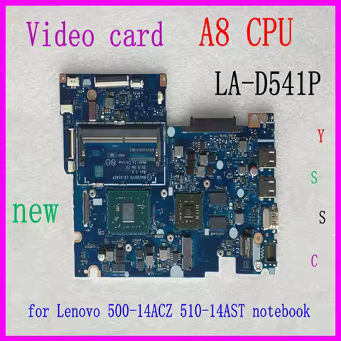 New LA-D541P motherboard for Lenovo Yoga 500-14ACZ 510-14AST Laptop motherboard 5B20J76037 with A8 C