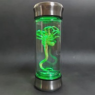 Alien Glow Jar Xenomorph ตัวอย่าง Facehugger ตัวอ่อนแก้ว Jar led งานฝีมือตกแต่งบ้านประติมากรรม Prop