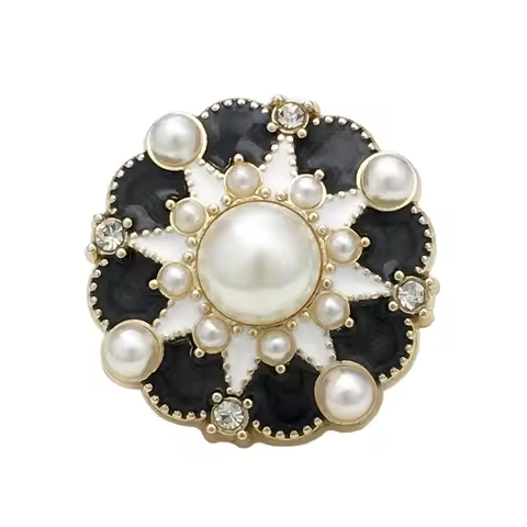 6PCS Colorful Dot Oil Flower Shape Pearl Metal Buttons Hundred Coat Decorative Buttons Suit Coat Flo