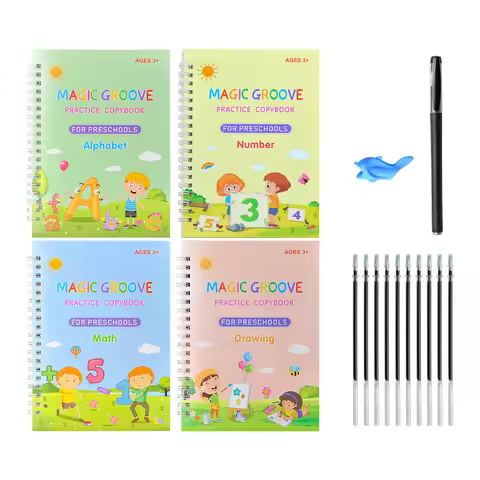 4pcs/set of Magic Exercise transcribing pens for preschoolers Calligraphy English free wipe children