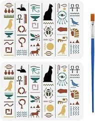 FINGERINSPIRE 2PCS Egypt Painting Stencil 11.7x8.3 Inch Egyptian Hieroglyphs Stencils Bird Scepter P