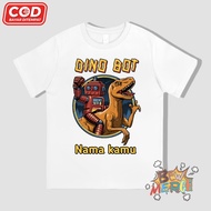Boys and Girls T-shirts Ages 2-12 Years Dino Bot Saurus Motif FREE NAME
