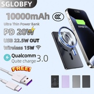SGLOBFY Fast Charging Powerbank 10000mAh 3C Wireless 22.5W  Magnetic Power Bank Portable Charger for