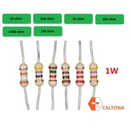 10pcs/pk Resistor 1W 10ohm, 100ohm, 1k ohm, 10k ohm, 100k ohm, 1M ohm 5% Fixed Resistor