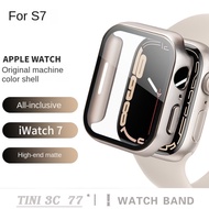 《Special for iWatch 9 8 7》 Original Color Apple Watch One-Piece Protective Case Tempered Glass Anti-drop Case 45mm 41mm Iwatch 9 8 7 S9 All-inclusive Case