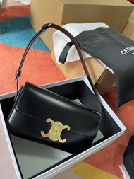 CELINE Triomphe Black Shoulder Bag 金色鎖扣 腋下包 單肩包