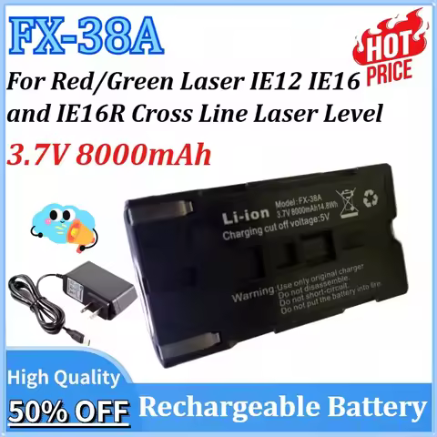 FX-38A 3.7V 8000mAh Rechargeable Lithium Battery Replacement for Red/Green Laser IE12 IE16 and IE16R