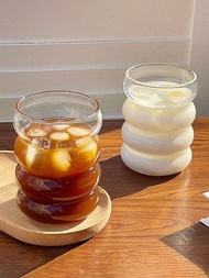 1pc/3pcs 350ml 10.14oz Caterpillar Glass Cup,Ripple Glass Cup,Glassware,Creative Glass Cups,Vintage 