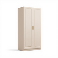 Hardwood Wardrobe Standing Closet Organizer Cream Storage Cabinet for Bedroom Kids Room Apartment