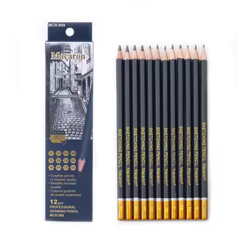12Pcs Professional Sketch Charcoal Pencils Set F/H/2H/HB/B/2B/3B/4B/5B/6B/7B/8B Writing Graphite Dra