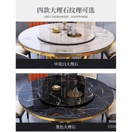 Italian Mild Luxury Marble Dining Tables and Chairs Set Modern Restaurant Dining Table with Turntable Large round Table Stone Plate Dining Table Home