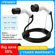 IPENGEN 16A/32A 11kW Type 2 to Type 2 Protable EV Charging Cable IEC 62196-2 Charger For Electric Ve