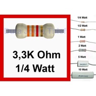 Resistor 3K3Ohm 3K3 0.25w 0.25watt 0,25 w 3,3 3.3 K k Ohm 0,25 watt