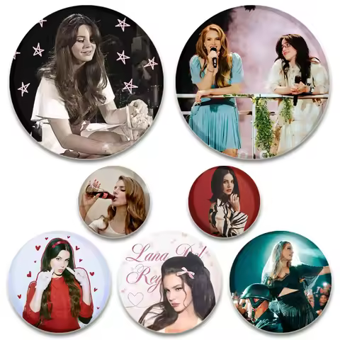 Rock Singer Pop Music Band Photo Brooches Creative Round Badge Gifts Lana Rey Del Mar,Lizzy Grant,Ma