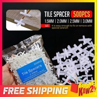 500PCS Tile Spacer 1.5mm 2.0mm 2.5mm 3.0mm Mosaic Tile White Tile Leveling System Gap Tool Cross Spa