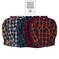 OKOMKWO Casual Heavyweight Plaid Shirt Ami Kaki Long Sleeve Men's Shirt