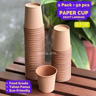 (50Pcs) Hot Paper Cup 6.5 Oz/180Ml Laminated Chocolate Kraft | Hot Drink Paper Cups