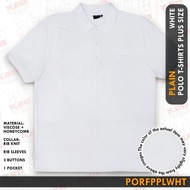 Plus Size Men's Polo T Shirt With 3 button 1 Pocket Color White (Plain) Code PORFPPLWHT