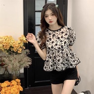 W682 Women's Short-Sleeved Shirt Puff Sleeves Slim Fit Suitable For Wearing In Summer