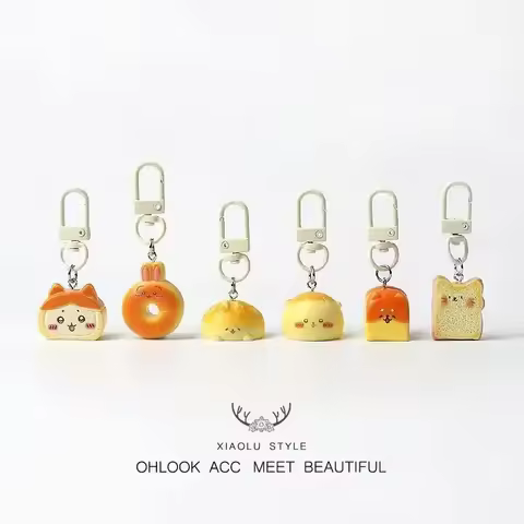 Jhikwas Dessert Bread Key Chain Pendant Hachiware Usagi Funny Foodie Backpack Pendant Creative Perso