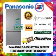 PANASONIC 2-DOOR 422L BOTTOM FREEZER REFRIGERATOR NR-BX421BPSM