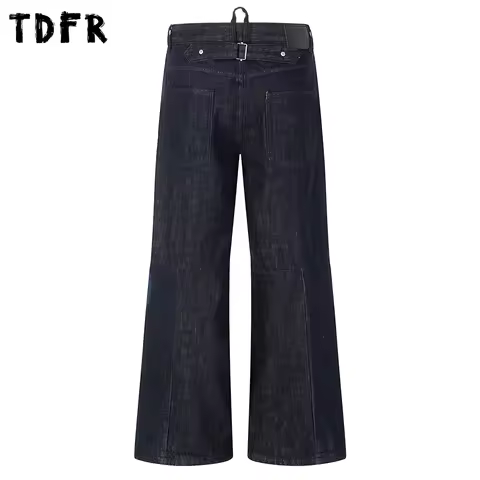 Bootcut Baggy Jeans Spliced Bootcut Jeans Mens Pocket Retro Casual Washed Baggy Wide Leg Denim Flare