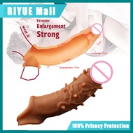 Skin Reusable 4cm Extender Dotted G spot Sex Spike Penis Sleeve with Bolitas for Men Enlargement Dotted Robust Ribbed Cock Penis Sleeeve for Men G Spot Delay Ejaculation Big Head Extender Penis Sleeve G point Spike Cock Condoms for Happy Sex