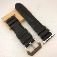 Apple Watch 沛納海 新款 代用 閃電款 錶帶 黑色 厚感紮實 運動錶帶 橡膠錶帶  不鏽鋼針釦 42 44