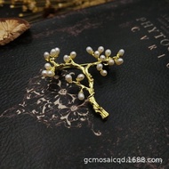Pearl Akane Natural Female Luxury Simple Branch Race Brooch Atmospheric All-Match Pin Accessories Va