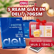 [VOUCHER HOT] 5 REAM Thùng Giấy A4 Deli Giấy In Photo Cao Cấp Chính Hãng Loại Dày 70gsm Giấy Vẽ Giấy