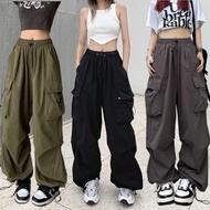 Women Casual  Streetwear Cargo Pants Baggy Wide Leg Straight Long Pants Big Pockets Plus size Dance 