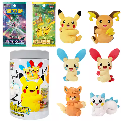 Pokemon Trading Card Game PTCG Pikachu Pawmot Simplified Chinese Flash Rubbing Cheek Blind Box Cute 