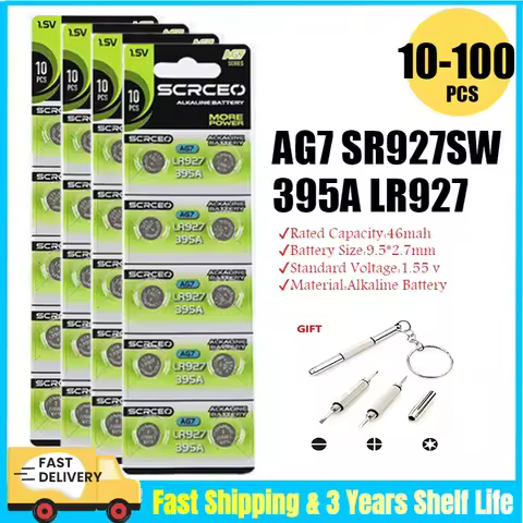 10-100PCS AG7 SR927SW 395 Button Cell Battery LR927 LR57 SR927W 399 395A Alkaline Batteries for Watc