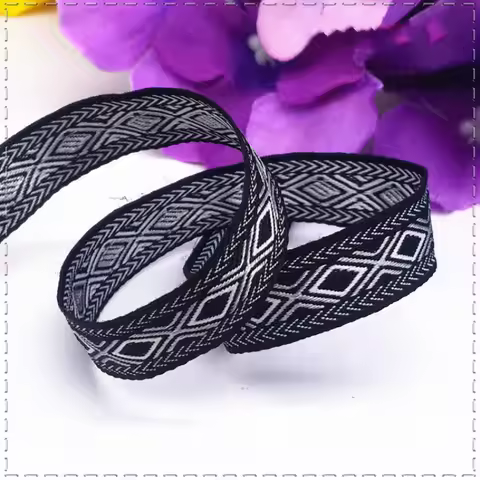 New 1cm (1 Meter/lot) Lozenge Geometry Grosgrain Ribbon Woven Jacquard Ribbon DIY Clothing Hats Acce