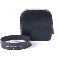 Canon 50/0.95鏡頭專用遮光罩 黑色金屬光罩帶皮套#jp20057