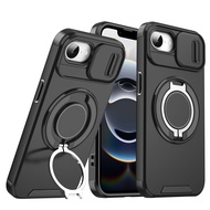 For iPhone 17e Case iPhone 16e Cover iPhone 17e 16E Magnetic Ring Armor Slide Camera Lens Case Magsa