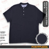 Plus Size Men's Polo T Shirt With 3 button 1 Pocket Color Black Code PORFPPLBKBL