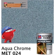 SINAR NIPPON METALLIC GLOSS PAINT 1 LITER FOR WOOD & METAL / MASONRY WALL - MET024 AQUE CHROME/ CAT 