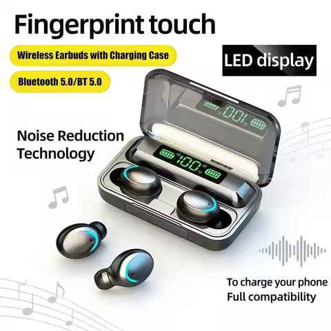 2026 F9 Wireless Earphones LED Dislpaly Binaural TWS Wireless Bluetooth Headset Waterproof Noise Red