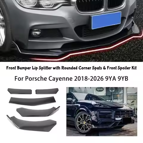 5-Segment Adjustable Front Bumper Lip Splitter Body Kit For Porsche Cayenne 2018-2026 9YA 9YB