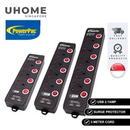 PowerPac Extension Socket Extension Cord 3/4/5/ way 3 meter with Dual USB Power