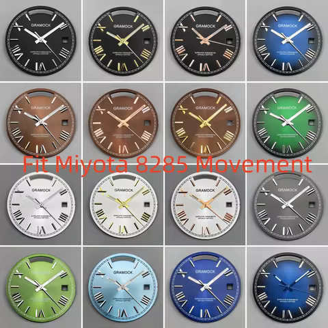 29MM Multicolor Sunburst/Gradient Watch Dial Hands Roman Mark Week Date Calendar Fit Miyota 8285 Mov