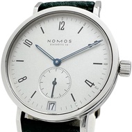 NOMOS Tangente Sport Date TS1B1S1/502 男士腕錶，不鏽鋼錶殼/皮錶帶，手動上鍊，銀色錶盤/綠色非原廠皮錶帶 [二手]