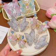 SECRETSPACE Three-dimensional Rhinestone Butterfly Hairpin Multicoloured Moving Wings Hair Clip Head